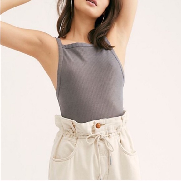 Free People Tops - NEW free people gray ribbed set up tank top XS